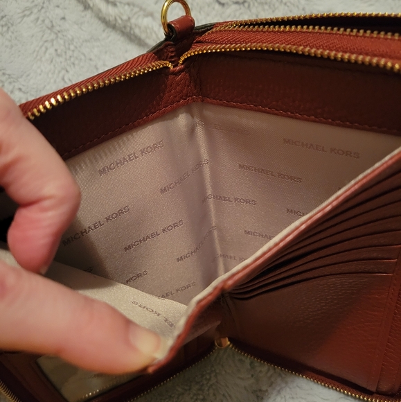 Michael Kors Double Zip Brown Jet Set Large Continental Leather Wallet - Picture 7 of 12